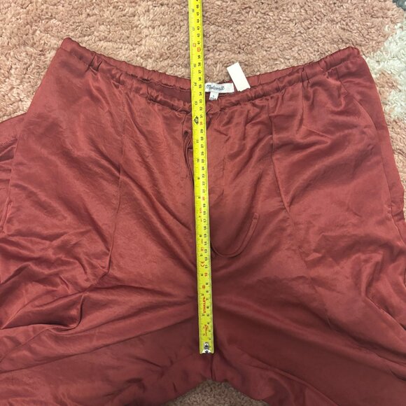 Madewell Pintucked Slim Pull-On Pants in Satin Women’s L Claret Color NWT $98 - Picture 9 of 11
